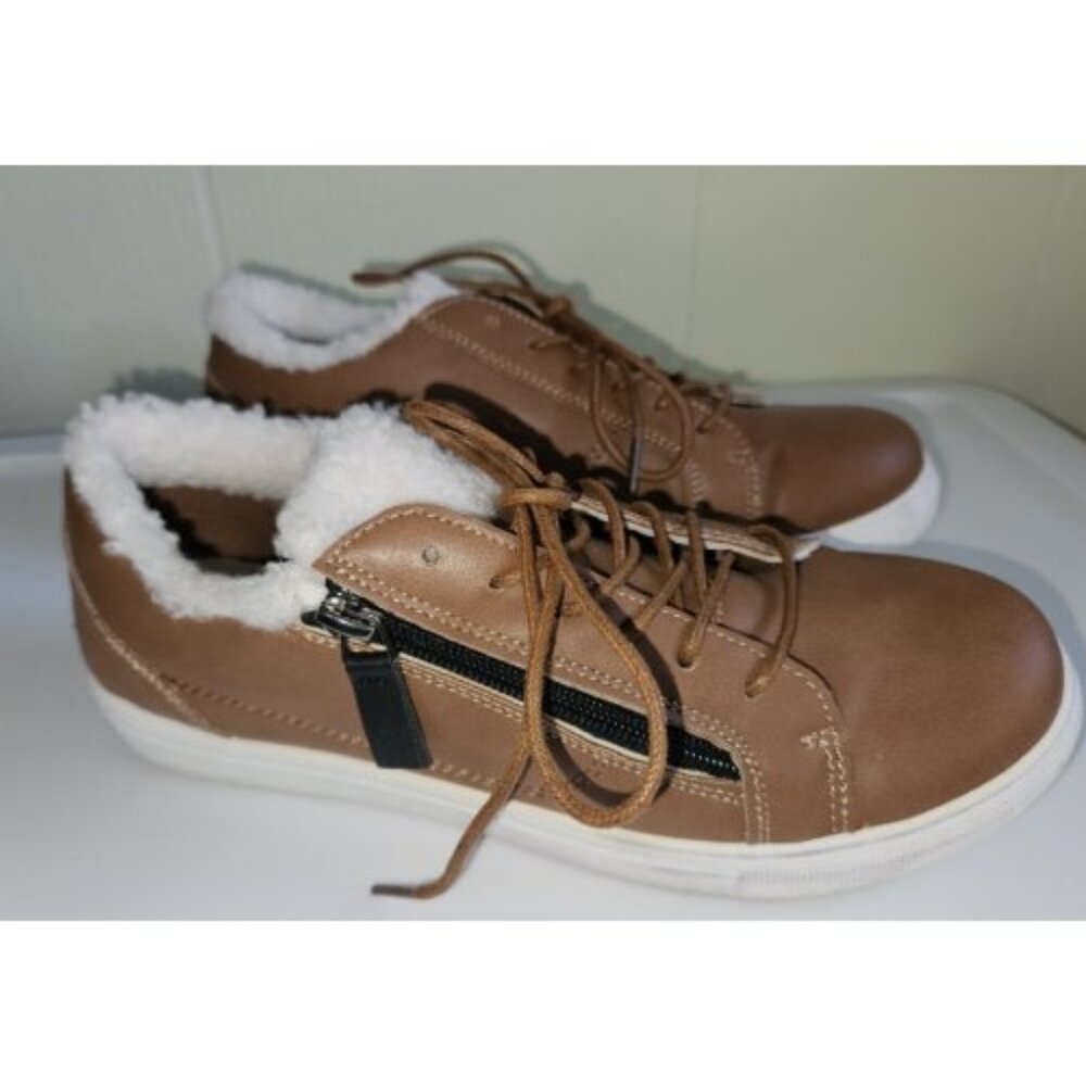 * STUDIO 1886 Brown Sherpa Trim Lace Up Shoes Ladies Size 8